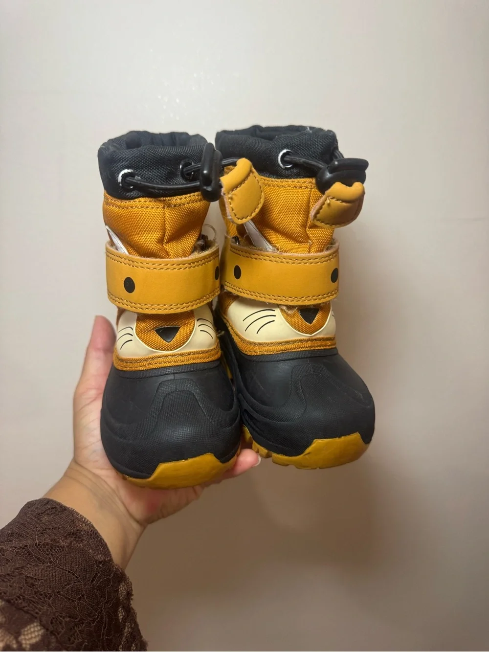 Kids Insulated Snow Boots in Mustard and Black